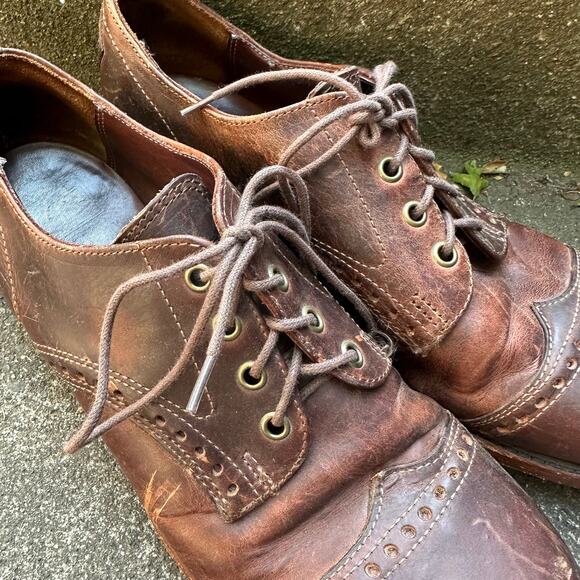 Frye Johnny Brown Wingtip Lace Up Men's Leather Shoes sz 10 - Picture 4 of 14